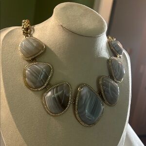 Elegant Gold and Gray Stone Necklace J Crew.